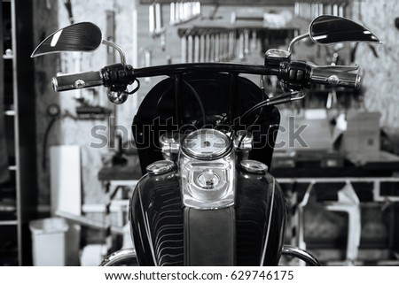 Old style motorbike being renovated