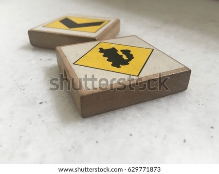 Wooden toy. Traffic sign.