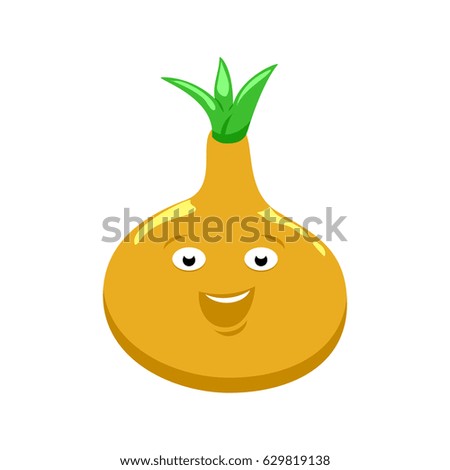 Vector illustration of cartoon funny vegetable. Onion with eyes.