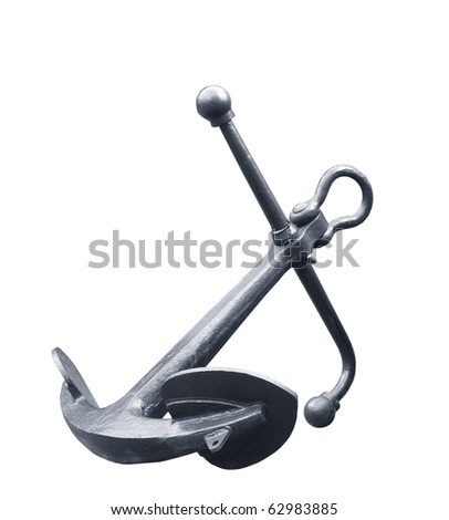 great metal anchor on white background