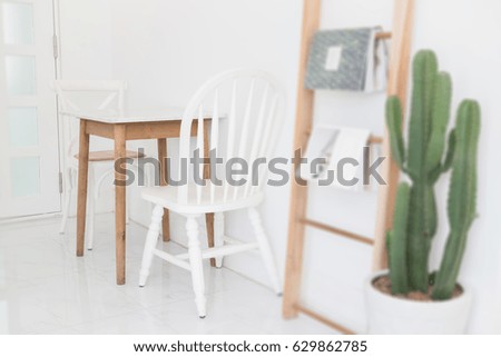 Retro Style Of White Wooden Chair, stock photo