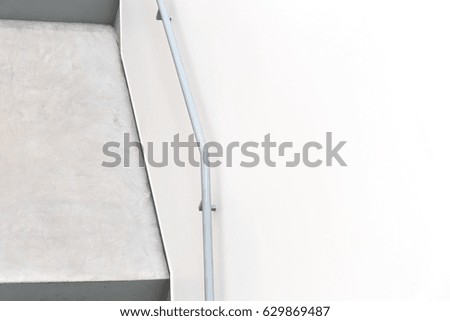 The abstract background template with white blank space from perspective of stairs and railing having some shadows