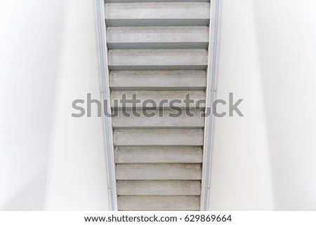 The abstract background template with white blank space from perspective of stairs and railing having some shadows
