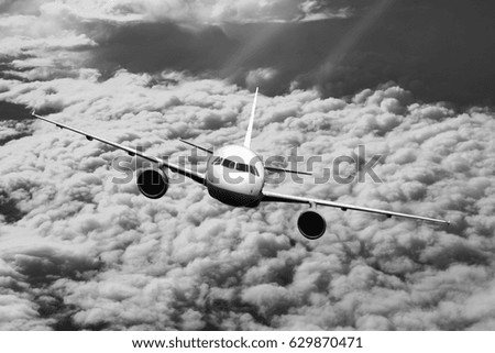 Plane in the sky flight travel transport airplane background nature