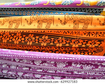 Colorful fabrics in Sri Lankan market