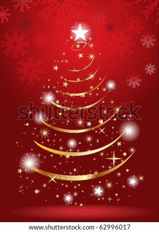 abstract christmas tree with gold color vector illustration
