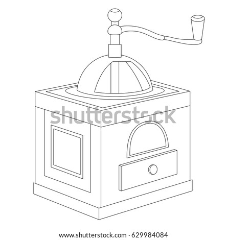 Vector illustration of manual coffee grinder isolated on a white background. Can be used for graphic design, textile design or web design.