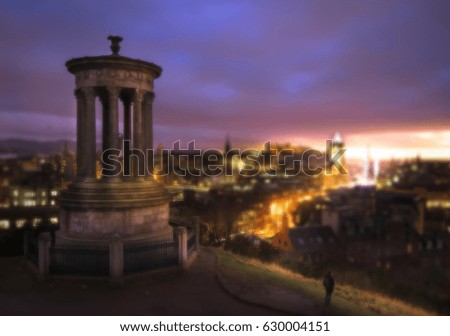 Blur Dreaming Sunset, Calton hill in Edinburgh