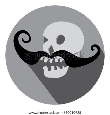 Vector skull picture with black swirling mustache/ Fashion sentence