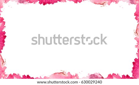abstract pink watercolor texture splash frame on white background for text,web,banner, invitation