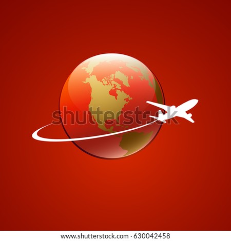 Airplane symbol red vector design