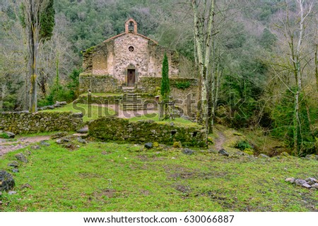 Sant Aniol d'Aguja Church, in the Alta Garrotxa Mountains (Catalonia, Spain)