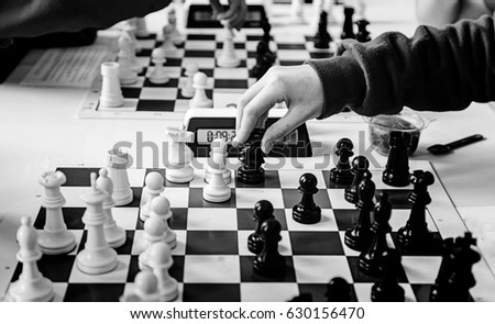 Chess championship, detail of a championship of intelligence, competition, board game