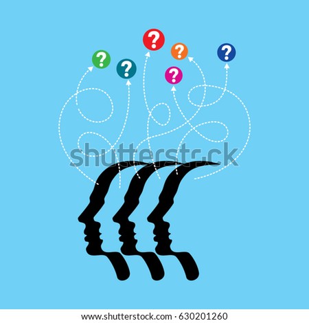 Thoughts and options illustration of head with arrows