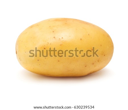 Young potato isolated on white background. Harvest new. Flat lay, top view  Royalty-Free Stock Photo #630239534