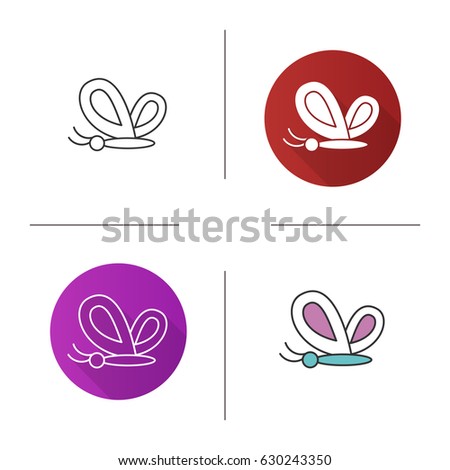 Butterfly icon. Flat design, linear and color styles. Moth. Isolated vector illustrations