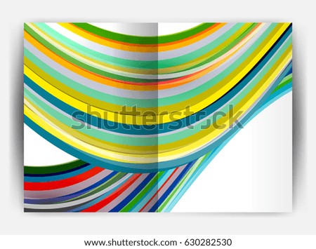 Business report cover template wave, curvy line abstract background with copyspace