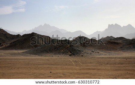 Buggy safari in Egypt, desert view, arabic trip, mountains and sands
