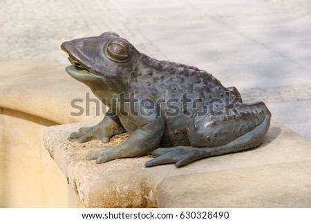 metallic frog as symbol of Bad Flinsberg town