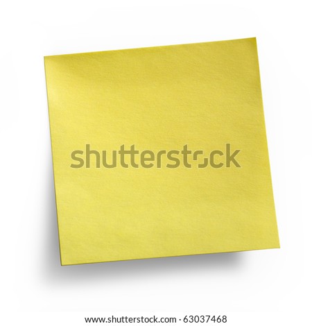 Yellow Sticky Note isolated on white background, clipping path included Royalty-Free Stock Photo #63037468