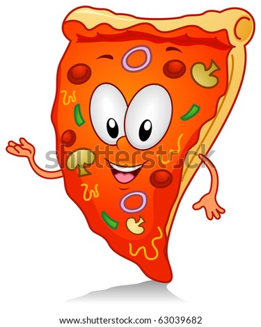 Illustration of a Pizza Character Gesturing Something with His Hands