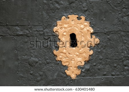  old lock on black background