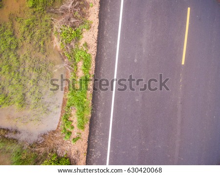 Aerial top view over the road and highway