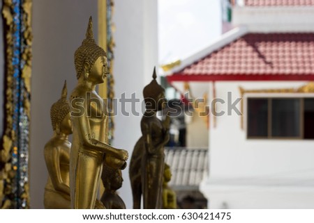 Buddha statues in a temple in Bangkok, Thailand