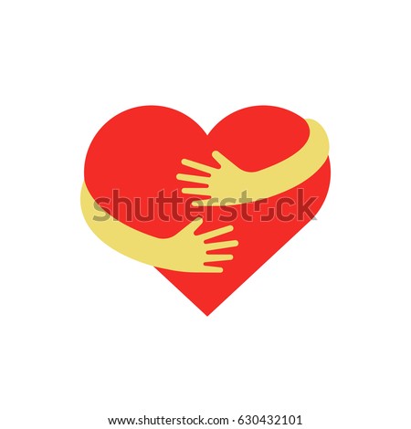 Hugging heart symbol. Hug yourself logo. Love yourself vector flat illustration. Royalty-Free Stock Photo #630432101