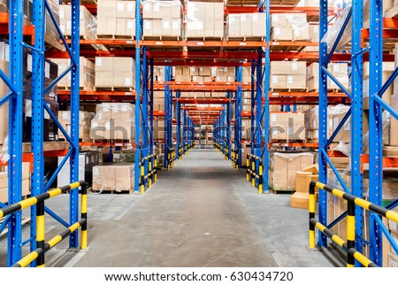 Warehouse storage of retail merchandise shop. Royalty-Free Stock Photo #630434720