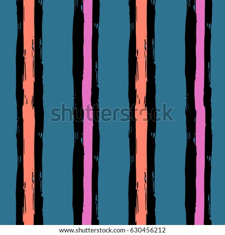 Isolated Vector Brush Strokes Striped Seamless Pattern. Vibrant geometric lines background. Hand drawn stripes pattern for print, textile design, fashion. Distress painted texture.