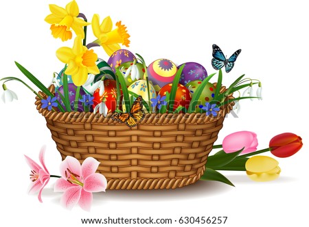 Easter egg in basket 