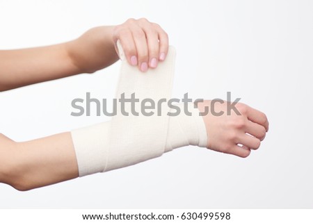 female hands bandage medical bandage