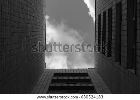Residential building, black and white photo
