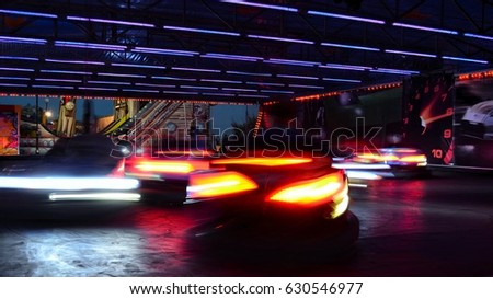 Neon lights in the adventure park. Royalty-Free Stock Photo #630546977