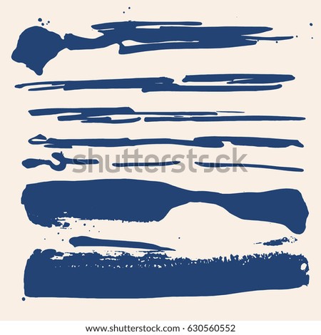 Set of different grunge vector brush strokes. Variety abstract paint stripes. Distressed banners. Isolated paint brush pack. Dry borders. Halftone paints. Large collection of hand drawn textures.