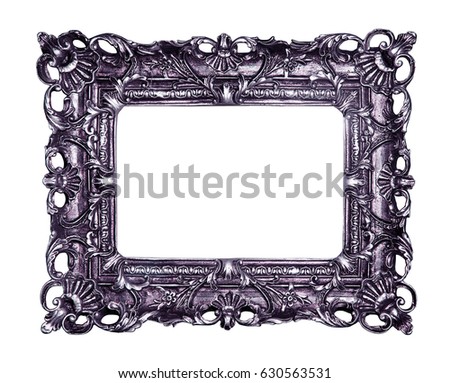 Purple vintage picture and photo frame isolated on white background
