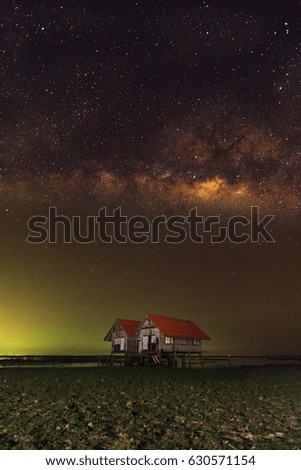 The milky way landscape in Thailand,noise and grain picture style