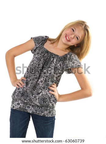 Young girl over white background in studio