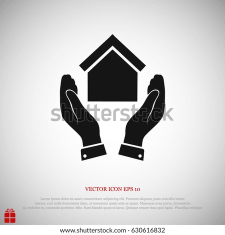 hand and house icon, vector best flat icon,EPS
