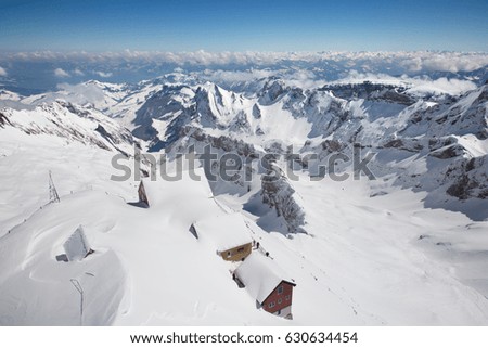 Winter in the swiss alps near mount Santis, Switzerland