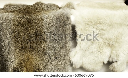 Blanket with rabbit fur, textures and textile