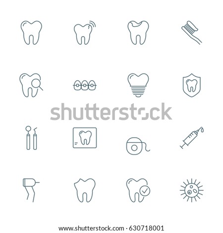 Dental care, teeth vector icons set