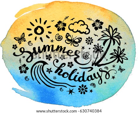 summer holidays  card with hand-drawing elements