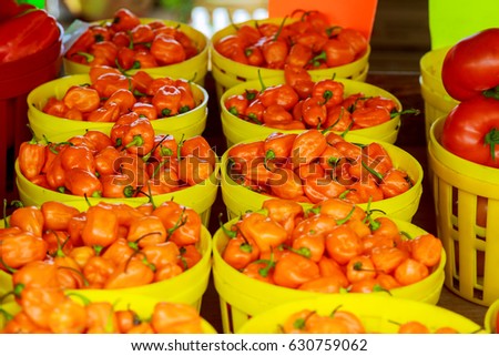 farmer's food market selling nature peppers vegetables