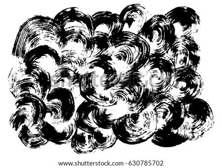 Grunge black abstract textured vector shape. Vector abstract background. Vector abstract shape haotic brush round strokes. Vintage vector stain. contemporary art graphics. Black on white background.