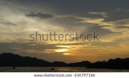 Sunset in the evening at Satun, Thailand