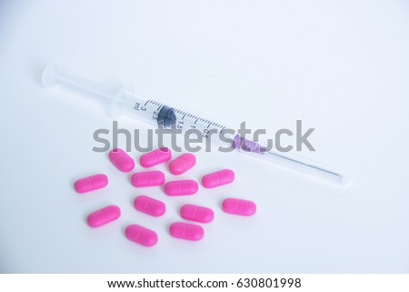 drug injection needle and drug  in laboratory class