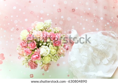 Wedding dress on sweet and beautiful flower background