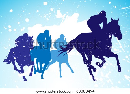vector race horses and jockeys